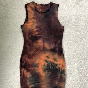 Tie Dye Lettuce Trim Dress